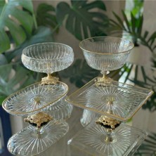 Alfafe Home Gold Detaylı Metal Ayak 4 Parça Sunum ve Servis Seti