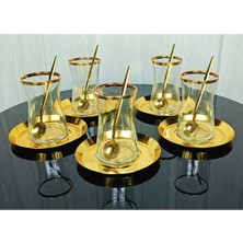 Alfafe Home Yeni Model 6 Kişilik 18 Parça Gold Çay Seti , Çay Takımı , Hediyelik , Çeyizlik