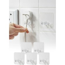 Omilife 5'li Şeffaf Yapışkanlı Çok Amaçlı Askı, Diş Fırçası, Kablo ve Tıraş Bıçağı Tutucu