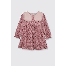 Panço Kız Bebek Çiçek Desenli Pembe Elbise