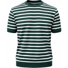 Plus Scorpion Erkek Çizgili Bisiklet Yaka Triko Tişört Slim Fit Yazlık Şık Model