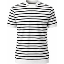 Plus Scorpion Erkek Çizgili Bisiklet Yaka Triko Tişört Slim Fit Yazlık Şık Model