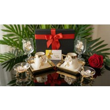 Alfafe Home Özel Hediye Kahve Fincanı Seti – Inci Çiçek Detaylı 2 Kişilik Sunum Seti Özel Kutulu