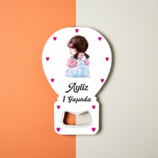 reklamalani.com 20 Adet Magnet Açacak 1yaşında  Kız Bebek , Doğum Günü,  Hediyelik Magnetleri Mıknatıslı