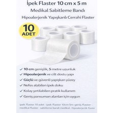 Lunaev Ipek Flaster 10 cm x 5 M 10 Adet Medikal Sabitleme Bandı Hipoalerjenik Yapışkanlı Cerrahi Flaster