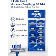 Lunaev Gillette Blue 2 Maximum Tıraş Bıçağı 10 Adet Çift Bıçaklı Kullan At Erkek Tıraş Jileti