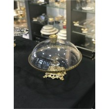 Alfafe Home Avangard Gold Döküm Ayak Cam Gövde Cam Kapak Üstün Kaliteli Kek Fanusu