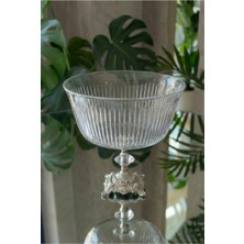 Alfafe Home Metal Ayaklı Gümüş Detaylı Büyük Boy Kase- Sunum - Servis - Salata Kasesi