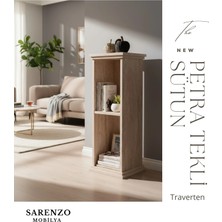 Sarenzo Traverten Çok Amaçlı Yan Sehpa Kitaplık Dekor Sehpa