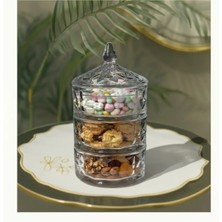 Alfafe Home 3 Katlı Kristal Cam Şekerlik – Lokumluk, Kurabiyelik, Çerezlik, Sunumluk