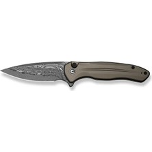 Civivi Button Lock Kitefin Brownish Gray Aluminum Handle Damascus Blade Çakı