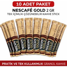 Lunaev Nescafe Gold 2 gr 10 Adet Tek Içimlik Stick Çözünebilir Granül Kahve Paket