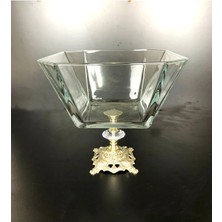 Alfafe Home Metal Ayaklı Gümüş Detaylı Büyük Boy Kase- Sunum - Servis - Salata Kasesi