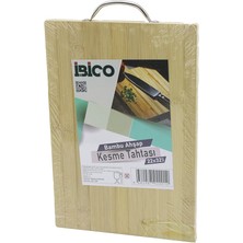Hobilinka 22X32 x 1.7cm Lux Ahşap Bambu Kesim Panosu - Kesme Tahtası Metal Kulplu (4887)