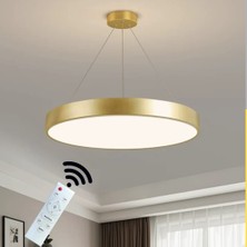 Hevsel Eskitme Gold Gövde, Kumandalı ve 3 Renk Işık, Davul Sarkıt LED Avize