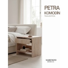 Sarenzo Traverten Görünümlü Komodin Üstten Çekmeceli