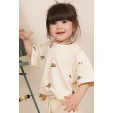 Oh la la Koala For Little Ones Zeytin Desenli Çocuk Oversize T-Shirt