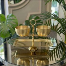 Alfafe Home Lüks Terazi Tasarım 2 Katlı Sunumluk Gold-Gümüş Metal Sunum Standı Kuruyemiş, Lokum, Çikolata, Tatlı
