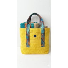 Daphne's Tote Bag Sarı Havlu Pamuk Plaj Çantası Alışveriş Çantası Omuz Çantası Astarlı