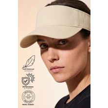 Verahed Arkası Ayarlanabilir Cırtlı Uzatmalı Bej Üstü Açık Vizör Şapka Tenis Şapkası