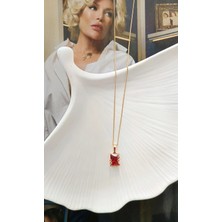 Glare Jewellery Shesra Bordo Taş Kolye
