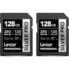 Lexar Silver Pro Sd Kart 2X128 Gb, Uhs-Iı Sd Bellek Kartı, V60, U3, C10, 280 Mb/s'ye Kadar Okuma, 120 Mb/s'ye Kadar Yazma, Dslr/kamera/fotoğrafçılar/için Sdxc Kart (LSDSIPR128G-B2NAA)