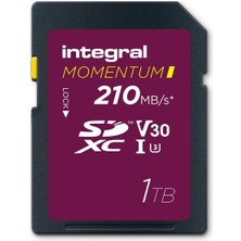 İntegral Integral Momentum I 1 Tb Sdxc V30 U3 Kart - 210 Mb/s'ye Kadar Okuma, 180 Mb/s'ye Kadar Yazma - Dslr, Aynasız Kameralar ve Video Kameralar Için - 4K UHD Video ve Seri Çekim Modu