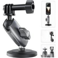 CoverZone Manyetik Aksiyon Kamera Tutucu 360° (CMM-001), Döner Çift Bilyalı Başlık Metal Montaj Aparatı Güçlü Mıknatıslı Araç Dışı Çekim Vlog Video Kayıt Sabitleyici 1/4 Vidalı