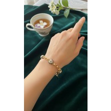 Solène Nola Kalpli Zirkon Taşlı Rose Gold Altın Kaplama Çelik Bileklik
