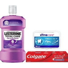 Duy 3'lü Ağız Bakım Seti Listerine Total Care Colgate Visible White Xtra Care Kürdanlı Diş Ipi 50 Adet