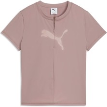 Puma Kadın Pembe Puma  Dare To Slim Graphic Tee Pembe Kadın Fermuar Detaylı Dar Kesim T-Shirt