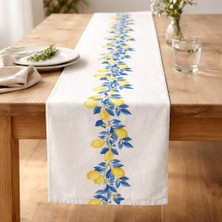 Solmia Home Amalfi Lemon Runner 35X140 cm Dijital Baskılı Duck Keten Masa Örtüsü – Limon Desenli Akdeniz Sofra Dekoru
