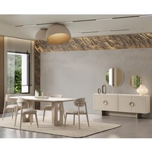 Eymense Loft Modern Yemek Odası Takımı MDF Malzeme 208 cm Genişlik 8 Parça