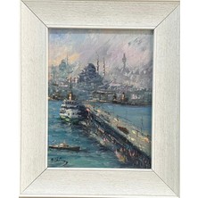 Pankart Ev Detay Imzalı Yağlıboya Istanbul 29.5 x 36 Ölçülerindeçerçeveli