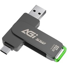 Agi Agı ED138 Pro SSD Harici 1 Tb Disk SSD Taşınabilir, Cle USB 3.2 Gen 2 Jusqu'à 550 Mo/s 2'si 1 Arada Otg Pc, Mobil Cihazlar, Fotoğraflar, Videolar, MacBook Pro, Air Çift Usb-A ve Usb-C