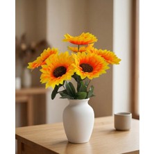 Bakburaya Yapay Çiçekçilik Yapay 7 Dallı Turuncu Ayçiçeği Günebakan Ev Dekorasyon Çiçeği