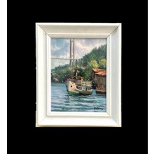 Pankart Ev Detay Istanbul Köprü Imzalı Yağlıboya Tablo 28.5X35 Ölçülerinde Çerçeveli