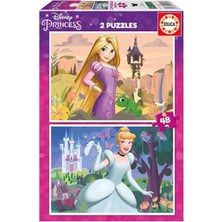 Educa 4-6 Yaş 2X48 Parça Disney Prensesleri Puzzle - Kız Çocuk Karton Puzzle