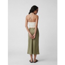 Koton Beli Lastikli Midi Saten Etek