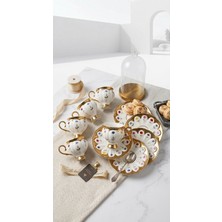 Ogeda Home Buenos 6 Kişilik Gold Çiçek Desenli Fincan Takımı-6'lı Gold Çiçekli Fincan Seti