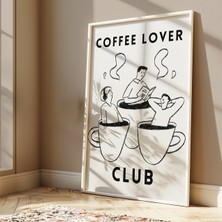 Des Vu Print Coffee Lover Club, Kahve Temalı Poster, Espresso Kahve Köşesi Poster