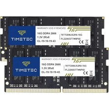 Timetec 32 GB Kıt (2X16 Gb) Ddr4 2666 Mhz (DDR4-2666) PC4-21300 (PC4-2666V) Ecc Olmayan Arabelleksiz 1,2 V CL19 2rx8 Çift Sıralı 260 Pin Sodımm Dizüstü Dizüstü Bilgisayar Bellek Ram Modülü Yükseltme