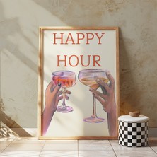 Des Vu Print Happy Hour Kokteyl Alkol Temalı Çerçevesiz Poster