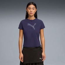 Puma Kadın Lacivert Puma  Dare To Slim Graphic Tee Lacivert Kadın Fermuar Detaylı Dar Kesim T-Shirt