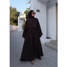 Moda Aksa 9029 Blus Etekli Oversize Takım Kahverengi