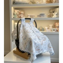 Derin Boutique Shop Uyuyan Ördek Müslin Mavi Ponponlu Puset Örtüsü
