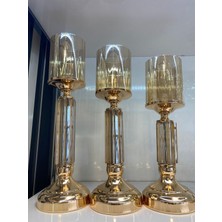 Maviessa 3 Parça Camlı Dekoraitf Mumluk Set