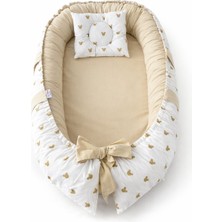 Jaju Baby Gold Desenli Lüks Babynest – %100 Pamuk Kumaş, Yumuşak Kenar Korumalı Bebek Yatağı