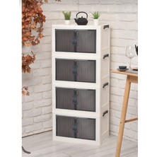 Hanım Ev 4 Katlı Plastik Kapaklı Dolap – Çok Amaçlı Saklama & Ayakkabı Düzenleyici, Mutfak Banyo Balkon