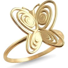 Zeya Kuyumculuk 14 Ayar Altın Kıvrımlı Kelebek Yüzük